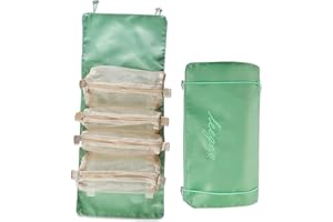 ZOOMERS Beauty Case da Viaggio. Beauty Case Trucchi Pieghevole con 4 Beauty Trucchi staccabili. Beauty da Viaggio per skincare profumo. Beauty Box Skincare Organizer.Accessori da Viaggio.Verde