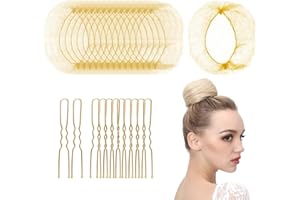 EQLEF Siatki do włosów blond, 50 szt. elastyczna siatka do włosów na kok, 20 szt. złota spinka do włosów, niewidoczna siatka dla kobiet