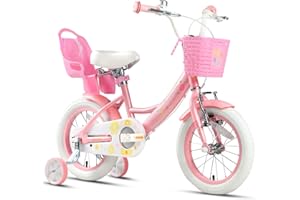 Glerc Maggie 12 14 16 20 Pouces vélo pour Enfants pour Les Filles de 2 à 13 Ans, vélo de Style Princesse pour Tout - Petits avec siège de poupée, Panier, stabilisateur et Support, Plusieurs Couleurs