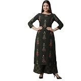 Nehamta Women's Rayon Straight Kurta – Floral Print Casual & Party Wear With 3/4 Sleeves