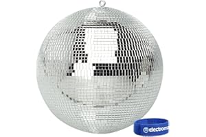 FX LAB 300mm Mirror Disco Ball with Hanging Ring, Silver Glitter Ball Great for Party or Dj Dance Light Effect