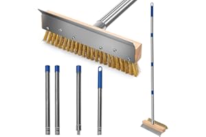 GHWMYD Brosse de Four à Pizza avec grattoir en Acier et Brosse en Laiton, pour Nettoyer Les Pierres à Pizza Chaudes, Longue poignée de 153 cm, Accessoires pour Four à Pizza, Ustensiles de Grill