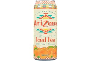 AriZona - Thé Noir Goût Pêche - Boisson 100% Plaisir - Emballage Design - Canette 500 ml