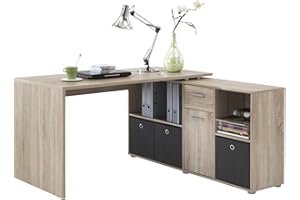 FMD Möbel, 353-001 Lexo Schreibtisch-Winkelkombination, eiche, Tisch maße 136.0 x 75.0 x 68.0 cm, Regal maße 137.0 x 71.0 x 33.0 cm (BHT)