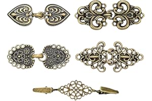 5 Stück Retro-Clips für Schal-Pullover-Clips, MaehSab Vintage Cardigan-Clips für Damenbekleidung, Pullover-Verschlüsse, Schalnadel, Halloween-Pullover-Clips für Strickjacken, Umhang-Verschluss für