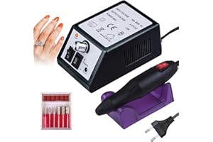 AIBEAU Nagelfräser Elektrische, Elektrische Nagelfeile Maniküre Set, Nagelfeile Elektrisch, 20000u/Min Einstellbarer Geschwindigkeit für Acrylnägel Gelnägel Kallus Entfernen