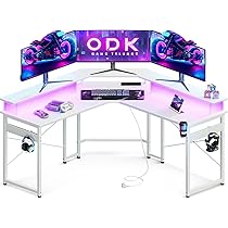 Scrivania Gaming ODK Con Luci LED E Prese USB | Postazione Gamer 100cm Fibra Di Carbonio - Foto 3