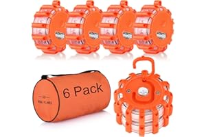 Mugust LED Road Flare Spia di Emergenza di Emergenza Faro di Sicurezza Lampeggiante Spia di Segnalazione Base Magnetica e Gancio per Auto Camion Barca (6)