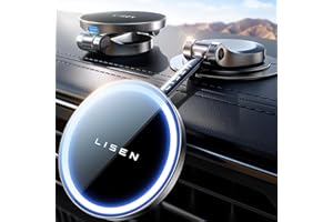 LISEN Uchwyt samochodowy na telefon 15 W, Magsafe, samochód Magsafe, 30 silnych magnesów N55: ładowarka indukcyjna samochodowa, uchwyt na telefon samochodowy, indukcyjna ładowarka samochodowa do