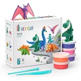 HEY CLAY Dinozorlar Seti - &Ccedil;ocuklar i&ccedil;in Hava ile Kuruyan ve Şekil Alan Kil - 15 Kutu Kil Seti ve Şekillendirme Aletleri - 5-