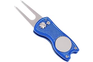 Mile High Life All Metal Foldable Golf Divot Tool with Pop-up Button & Magnetic Ball Marker (Multi-Colors/Shape)