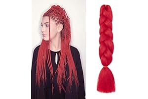 Dcbaboo Red Hair Extensions for Braiding Jumbo Braiding Hair Extension 1pack 24inch Synthetic Hair Kanekalon Ombre Braids Extensions Hair Afro Crochet Twist Box Braids 100g, Red