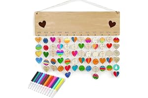 ZPPLD Calendario de Madera,Recordatorio de Cumpleaños de Madera Calendario,Placa Recordatorio de la Fiesta de Cumpleaños,Calendario de Bricolaje,Regalos de Madera, Colgante Decorativo