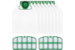 FERRGIA Kit 8 Sacchetti Microfibra Aspirapolvere e 2 Filtri HEPA per Vorwerk Folletto VK200 VK220s FP220,Filtrazione Avanzata 5 Strati,Perfetti per Soffre Allergie,Chiusura Igenica Antifuga