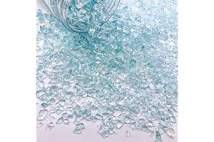 G&S HOMEDEKO 425g Crushed Glass Broken Glass Chips 3-8mm for Resin Arts,DIY Crafts,Vase Filler, Candle Holder Stones, Terrarium Succulent Decor, Epoxy Craft Material,Water Blue