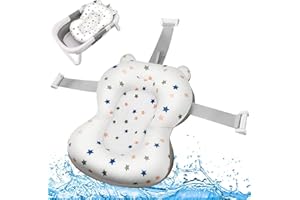 SUNSHINE SMILE Badewanneneinsatz Baby,Baby Badekissen,Babywanne Neugeborene Einsatz,Babywannen Einsatz,Rutschfestes Badewannenkissen,Verstellbares Badesitznetz,Badesitz Neugeborene