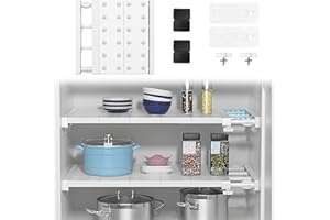 BCUUOZEEING Ripiani regolabili – 35 cm di larghezza, lunghezza regolabile 30 – 45 cm – Ripiani espandibili per armadio, armadio, cucina, bagno