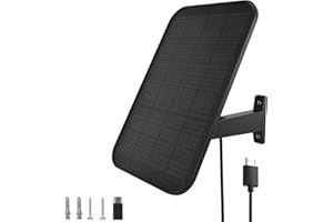 virtavo Pannello Solare 3W per Telecamere a Batteria, Compatibile con Telecamere di Sorveglianza Ricaricabili con Porta Micro‑USB o USB‑C, Cavo da 4 m incluso