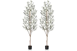 Kazeila Artificial Olive Tree 180cm Large Artificial Plant Indoor with Fruits Fake Silk Olive Plant in Pot for Home Decoration(2Pack)