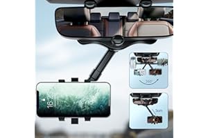 KYDUU Uniwersalny uchwyt na telefon Bilhållare, obracany o 360° uniwersalny uchwyt na telefon, backspegel hållare, uchwyt na telefon komórkowy, obracany o 360 stopni i chowany uchwyt na telefon