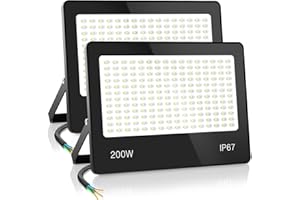 HAPYLUMI Focos LED Exterior 200W 2PCS, 20000LM Foco LED Potente Proyector LED Exterior,6500K Blanco Frío IP67 Impermeable LED Iluminación de Exterior Seguridad para Jardin Terraza Patio Garaje