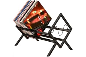 Focenat Supporto per dischi in vinile nero,Mensola porta dischi in vinile,Espositore in metallo,Portariviste,Porta album per dischi in vinile,per libri e dischi,organizer per album e album