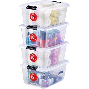 4 Transparente Aufbewahrungsboxen Mit Deckel & Rollen – Stapelbar, Ca. 28,5x19,5x16 Cm, Ideal Für Kleidung, Spielzeug & Mehr