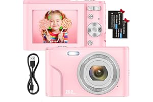 NICAMERY Cámara Digital compacta 1080P Mini Video Camera 2,4 Pulgadas 36MP HD LCD Recargables Vlogging Cámara con 16X Digital Zoom, Regalo para Adolescentes, niños, Principiantes, Adultos (Rosa)