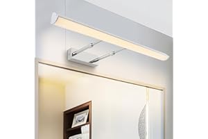 MantoLite LED Illuminazione Specchio da Bagno,12W 3000K Illuminazione Luce Dell'immagine per Interni con testa Girevole e Lunghezza Regolabile, 60CM IP44 Chrome Lampade Luci Lettura Applique