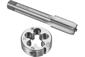 TOP-VIGOR Set di maschi e matrici, M16 x 2, filettatura metrica sinistra, filettatura dritta con filiera rotonda, kit di maschi e matrici per fai da te, riparazione, taglio filettatura esterna e