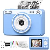 GREENKINDER Instant Children's Photo Camera, HD/1080P Instant Camera for Children with Card and 5 Rolls of Thermal Paper, Bir
