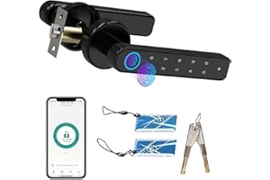 Rynli Smart Door Lock 4-in-1 Electronic Fingerprint Handle with Electronic Fingerprint, Keyboard Password Bluetooth Digital Smart Lock for Front Door, Bedroom, Home, Office