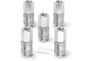 ERGAOBOY 5 Pcs 1/2" BSP Female Air Hose Fittings, Flow Quick Connect Industrial Air Coupler and Plug Kit Couplings Connector, Pneumatic Compressor Hose Fittings Kit for Auto Shop