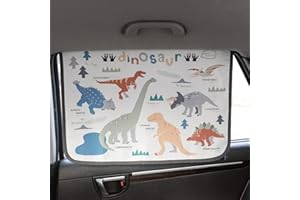 BEBEDECO Magnet Car Sun Shade Curtain for Side Window for Baby Kids Children - Sunshade Protector Sun Blocker Blind (Dinosaur)