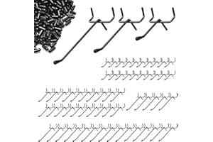 AROMUJOY 60 ganci da parete forati, da parete forata, 2,5 cm, distanza tra i fori, Pegboard, ganci semplici in metallo, per display al dettaglio, per appendere merci, scaffali da supermercati (15 cm