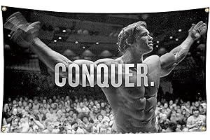 Krilucly Arnold Schwarzenegger Stormflag Drapeau, Polyester Pongé 90 g avec œillets Cousus avec Double Aiguille, Décoration Murale pour la Maison, la Chambre à Coucher (90 cm x 150 cm)