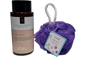 GENERIC Champneys Calm Bath Bubble Heaven 300ml with Free Coral Exfoliating Body Puff Any Colour