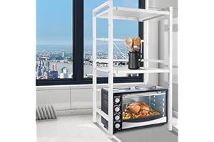 LANTUS Support Extensible en Métal Four à Micro-Étagère pour Micro-Ondes à 2 Couches - Extensible - pour épices, conserves, Bouteilles, jusqu'à 25 kg (40/64 * 36.5 * 78cm (Blanc))