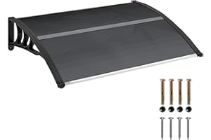 Outsunny Auvent de Porte d'entrée, Toit Marquise de Porte Exterieur en Polycarbonate et Aluminium résistante Toit abri Protection Contre la Pluie et UV pour terrasse, Balcon, 100 x 75 cm, Noir
