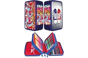 gimboo Estuche Escolar con Accesorios, Azul, 19 x 11,5 x 6 cm, Diseño: Grafito