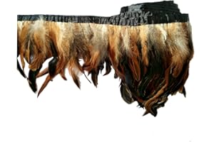 keland 2 Yards Hahn Feder Fringe Trim 5-8"in der Breite DIY Cape Schal Rock Halloween Kleid Dekoration (A-Braun)