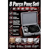Zephoo 8 Par&ccedil;a Delik A&ccedil;ma Pan&ccedil; Seti 64-127 mm Ahşap PVC Plastik Al&uuml;minyum İnce Sac Kesim Pan&ccedil; Testere Seti Adapt&ouml;rl&uuml;