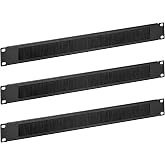 kwmobile Cable Passage Panel with Brush - 3X Trim for Passing Cables in Cabinet Server Rack 1U 19" - Dust Organizer for Reces