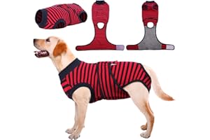 Kuoser Dog Surgery Recovery Suit, Dog Recovery Suit Female Male, Dog Surgical Recovery Suit, Adjustable Dog Post Surgery Body Suit, Recovery Suit Dog After Surgery Red L