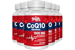 YAPILA CoQ10 avec L-Glutathion 1000mg Gélules(6 Paquets) - 100% Coenzyme Q10 Fermentée, Coenzyme Q10 Hautement Dosée, Antioxydant Coenzyme Q10, Sans Soja, Sans Gluten, Non-GMO, Végétalien