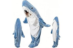 PEKMAR hai decke zum anziehen, Hai Decke für Erwachsene, Shark Blanket Zum Anziehen Flanell, Gemütlicher Hai Schlafsack, Niedlicher Hai Einteiler Schlafanzug, Hai-Liebhaber