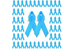 CRAFFANCY Lot de 100 broches de sensibilisation au cancer de la prostate et à la trisomie avec épingles à nourrice Bleu clair 7,5 x 4 cm