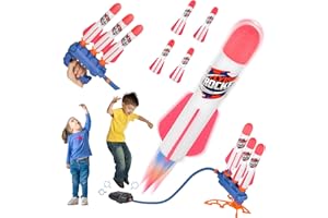 KIZJORYA Rocket Launcher for Kids, Outdoor Toys for Kids Ages 6-12, Portable Space Toy Summer Game Shooting 3 Stomp Rocket at Once, Birthday for Boys Girls Toddler 6 7 8 9 10+ Year Old