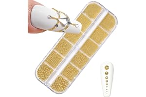 ‎GZMAYUEN GZMAYUEN Gold Nagelperlen Metall Kaviar Perlen, 3D Gemischte Größen Nail Art Strasssteine Charms Nagelkaviar Nagel Art Dekor