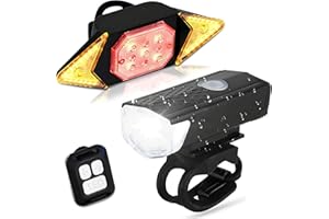 JNUYISW Luces de Giro para Luces traseras de Bicicleta, luz de Advertencia de Freno Trasero de Bicicleta LED Impermeable con Control Remoto inalámbrico, Juego de Luces de Bicicleta Recargables